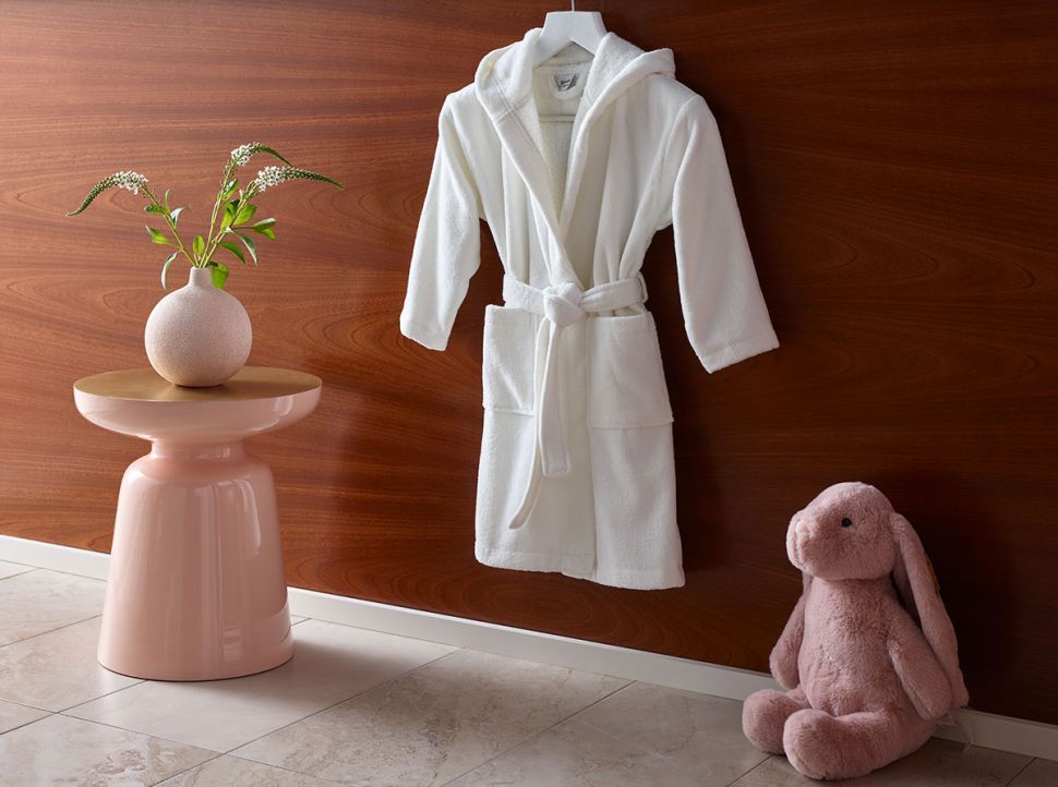 Albornoz de velour con capucha para niños